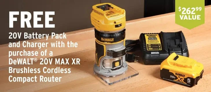 Free 20V Battery Pack and Charger with purchase