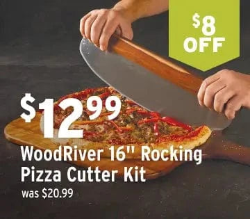 $8 off WoodRiver 16" rocking pizza cutter kit
