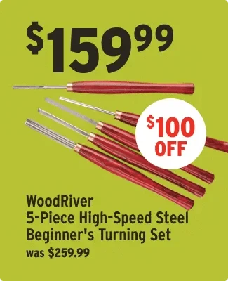 $100 off WoodRiver 5-piece high-speed steel beginner's turning set